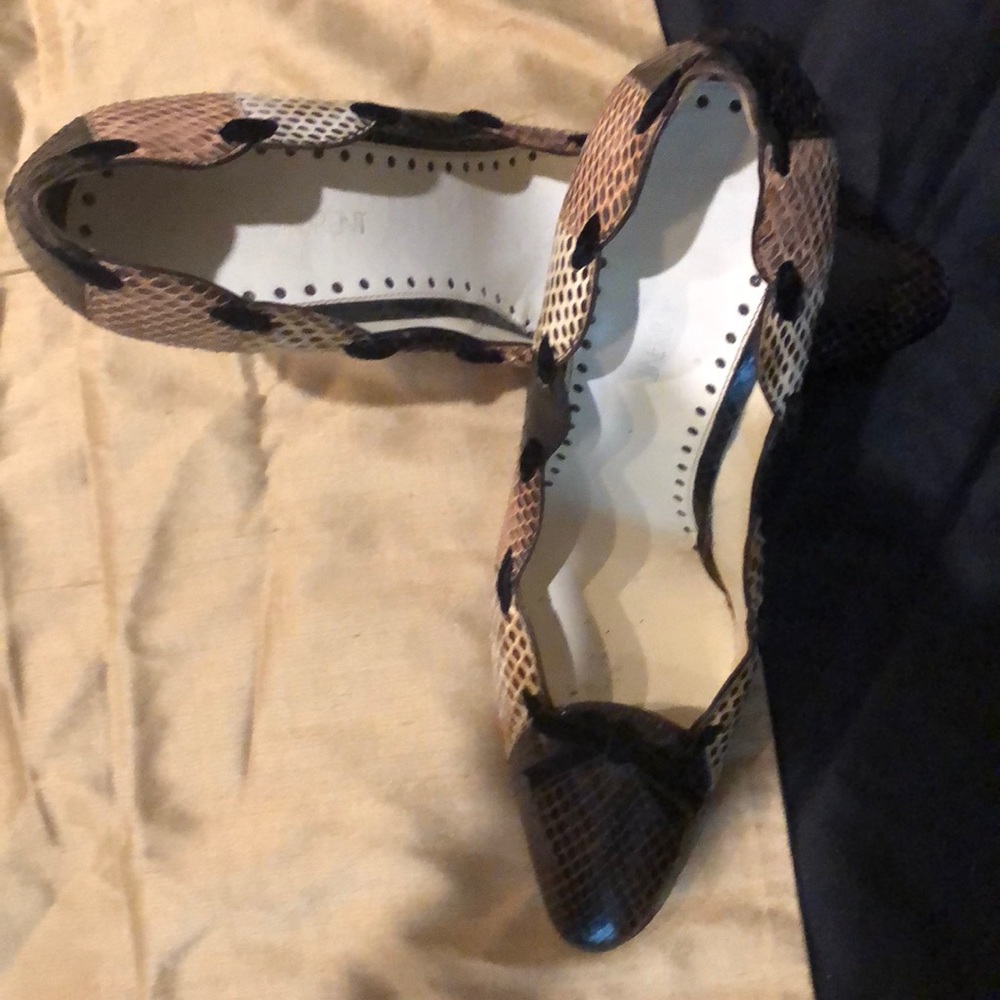 YSL Tri-toned python pumps